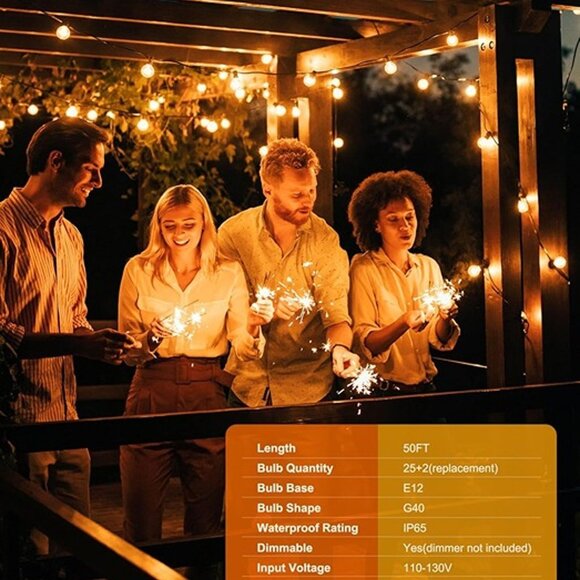 NEW Outdoor String Lights - Connectable Dimmable LED Patio String Lights - Picture 6 of 10
